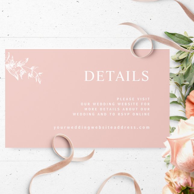 Chic Blush Pink Wedding Website / Details Enclosure Card (Creator Uploaded)