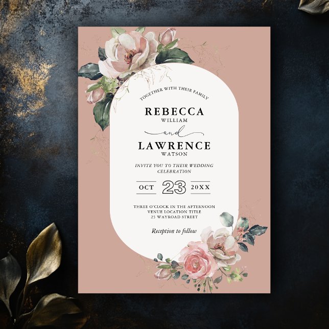 Chic blush sage botanical wedding invitation (Creator Uploaded)
