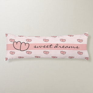 CHIC BODY PILLOW_"SWEET DREAMS" HEARTS/STRIPES CUSHION