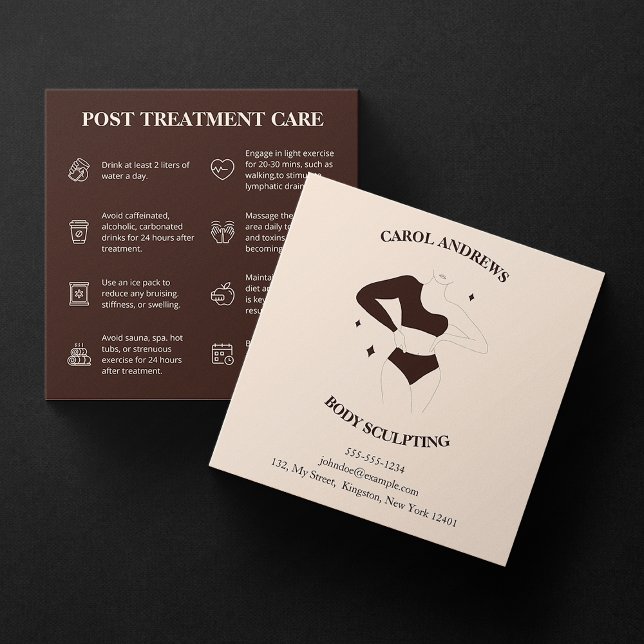 Chic Body Sculpting Post Treatment Care Spa Health Square Business Card (Creator Uploaded)