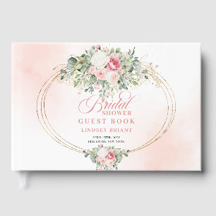 Chic Bohemian Blush Floral Bridal Shower GuestBook