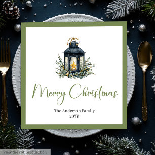 Chic Bohemian Christmas Lantern Rustic Party Napkin
