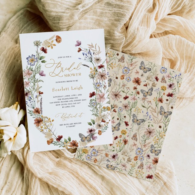 Chic Bohemian Garden Flowers Bridal Shower Invitation (Creator Uploaded)