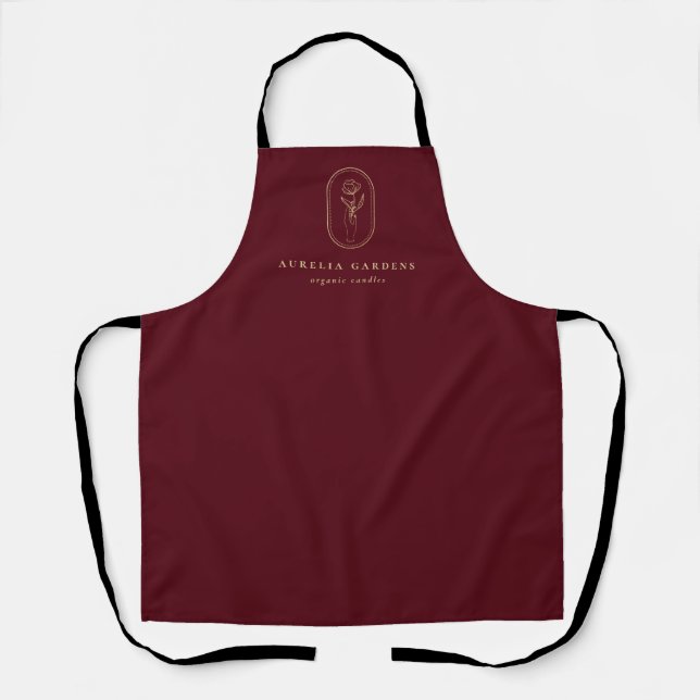 Chic Bohemian Golden Floral Logo Apron (Front)