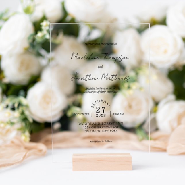 Chic Bohemian Handwritten Script Wedding Acrylic Invitations (Creator Uploaded)