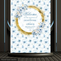 Chic Bohemian Light Blue Gold Wedding Banner