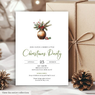 Chic Bohemian Neutral Botanical Holiday Dinner   Invitation