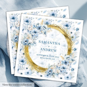 Chic Bohemian Pastel Blue Gold Sparkle Wedding Nap Napkin