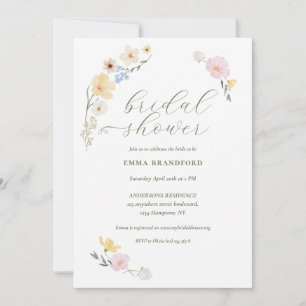 Chic Bohemian Pastel Wildflowers Invitation