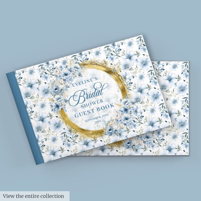 Chic Bohemian Powder Blue Gold Floral Guest Book (Chic Bohemian Powder Blue Gold Floral Guest Book)