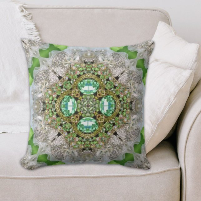 Chic Bohemian Vintage Fashion teal emerald green Cushion (Chic Bohemian Vintage Fashion teal emerald green Throw Pillow)