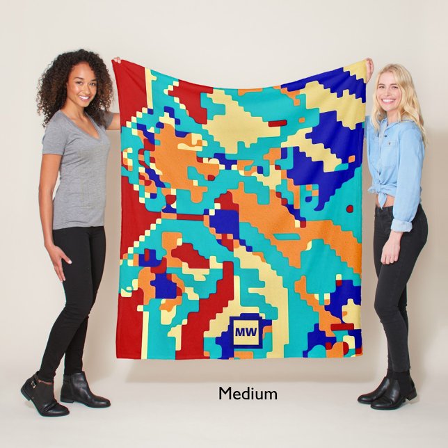 Chic boho abstract vector colourful monogram sherp fleece blanket (Creator Uploaded)