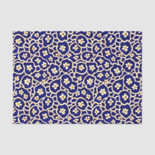 Chic Boho Anemone Dark Blue Pattern Tissue Paper