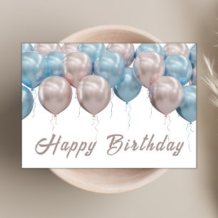 Chic Boho Balloons Modern Script Happy Birthday Card