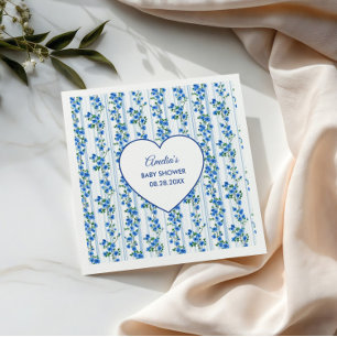 Chic Boho Blue Wildflower Boy floral Baby Shower  Napkin