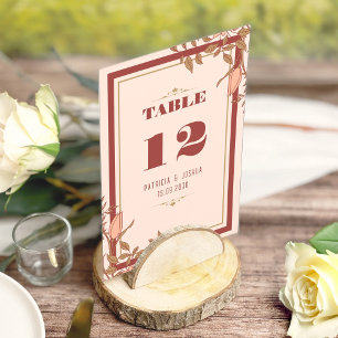 Chic Boho Blush Beige Wedding Table Number