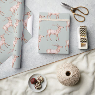 Chic Boho Blush Pink Green  Wrapping Paper