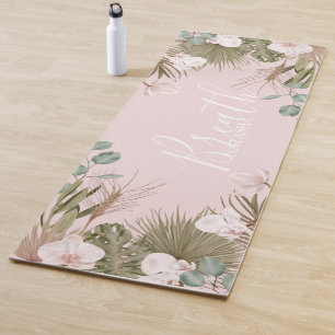 Chic Boho Botanical 'Breath' Personalised Yoga Mat