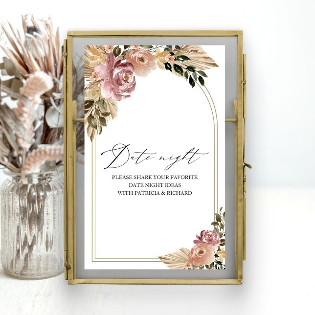 Chic Boho Bridal Shower Date Night Jar Sign (Creator Uploaded)