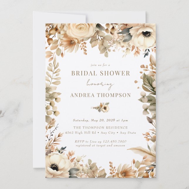 Chic Boho Bridal Shower Invitation (Front)