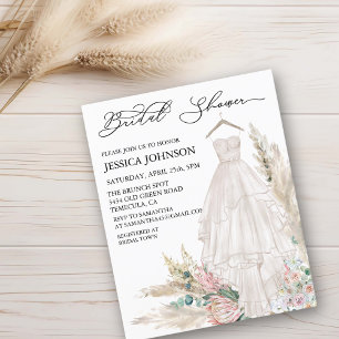Chic Boho Bridal Shower Wedding Dress Watercolor