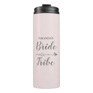 Chic Boho Bride Tribe on Pink Personalised Thermal Tumbler