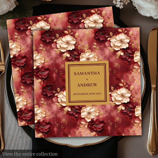Chic Boho Burgundy Blush Gold Wedding Napkins (Chic Boho Burgundy Blush Gold Wedding Napkins)