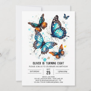 Chic Boho Butterfly Boy Birthday Invitation