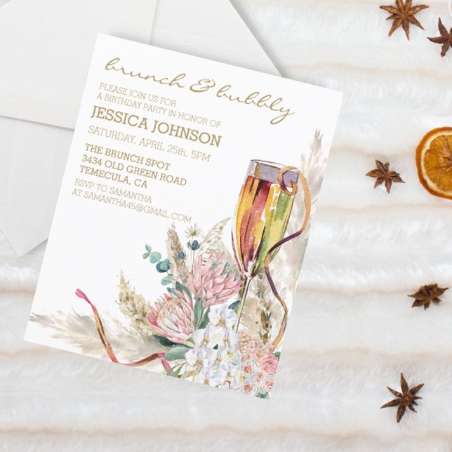 Chic Boho Champagne Brunch Bubbly Birthday Party  (Creator Uploaded)