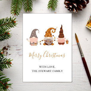 Chic Boho Christmas Gnome Modern Holiday Card