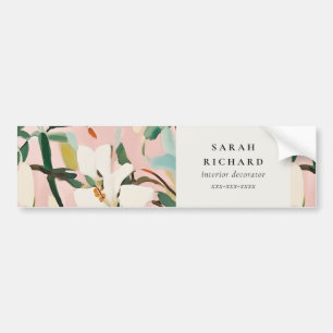Chic Boho Colourful Pink Teal Green Painted Floral Bumper Sticker