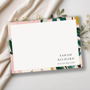 Chic Boho Colourful Pink Teal Green Painted Floral Card