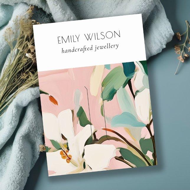 Chic Boho Colourful Pink Teal Painted Floral Haipi Business Card (Creator Uploaded)