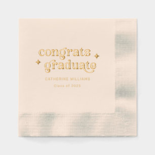 Chic Boho Congrats Graduate Graduation Foil Napkins