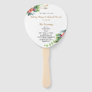Chic Boho Country Floral Wedding Program Hand Fan