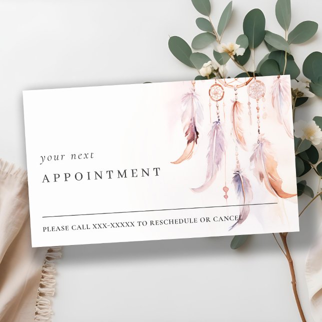 Chic Boho Dreamcatcher Watercolor Appointment Business Card (Creator Uploaded)