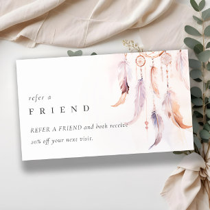 Chic Boho Dreamcatcher Watercolor Refer A Friend Business Card