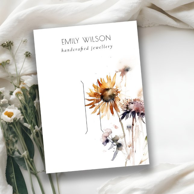 Chic Boho Dry Wildflower Hairpin Display Template Business Card (Creator Uploaded)