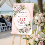 Chic Boho Dusty Pink Floral 40th Birthday Welcome Poster<br><div class="desc">✅ For matching items search 36-40 in my collections ✅ Welcome guests with this elegant baby shower welcome sign featuring soft floral artwork, eucalyptus greenery, and delicate gold glitter accents in rose gold, blush pink, or dusty pink tones. Perfect for a stylish celebration entrance. Professionally printed on Zazzle for rich...</div>
