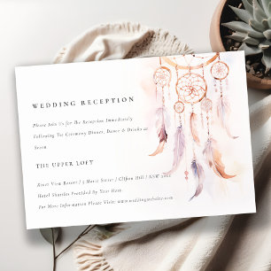 Chic Boho Feather Dreamcatcher Wedding Reception Enclosure Card