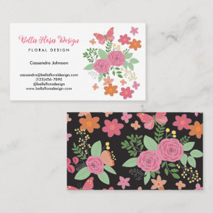 Chic Boho Floral Bouquet Design Business Card