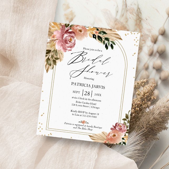 Chic Boho Floral Budget Bridal Shower Invitation Flyer (Creator Uploaded)