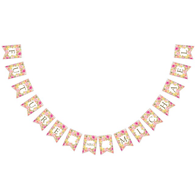 Chic Boho Floral Future Mrs. Bridal Shower Bunting (All)