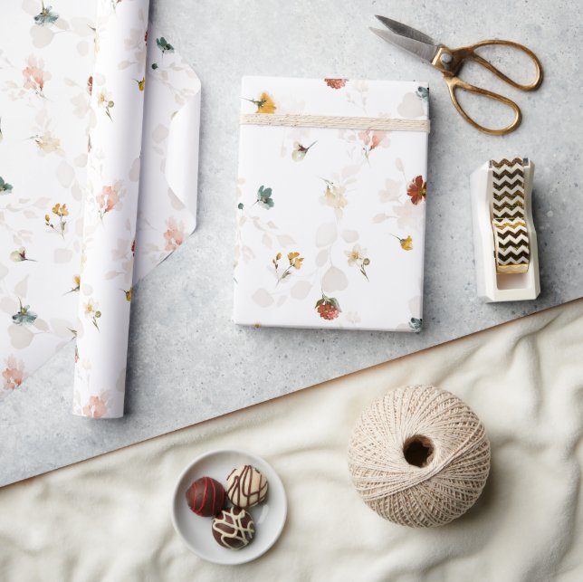 Chic Boho Flower Garden Wrapping Paper (Crafts)