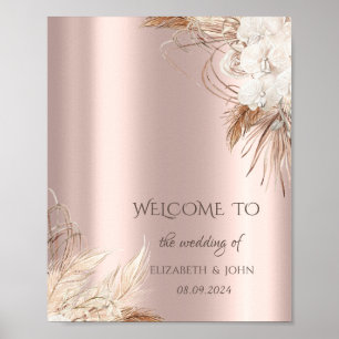 Chic Boho Flowers Rose Gold Poster