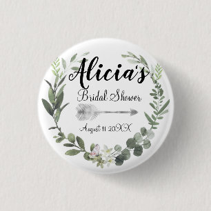 Chic Boho Foilage Bridal Shower 3 Cm Round Badge