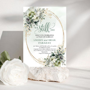 Chic Boho Greenery Gold Vow Renewal Invitation