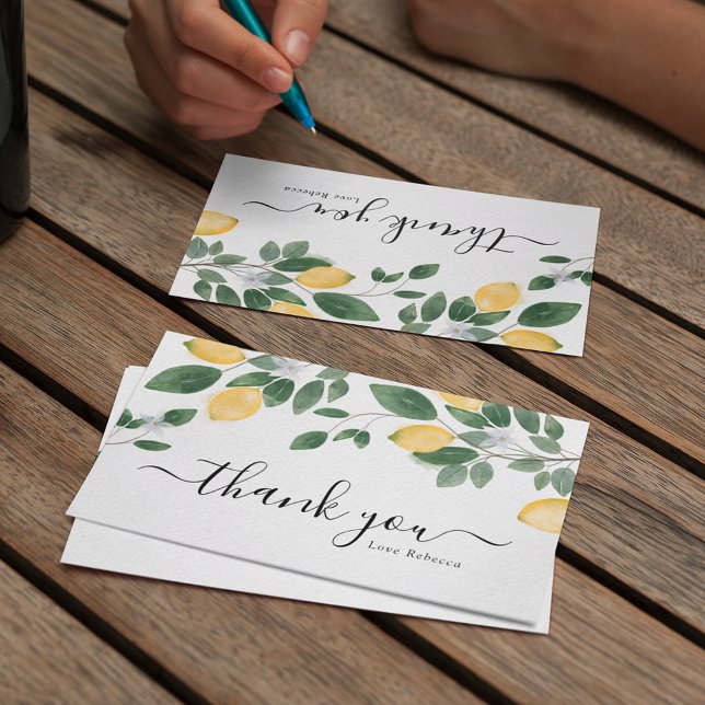 Chic Boho Lemon & Greenery Watercolor  Thank You Card (Creator Uploaded)