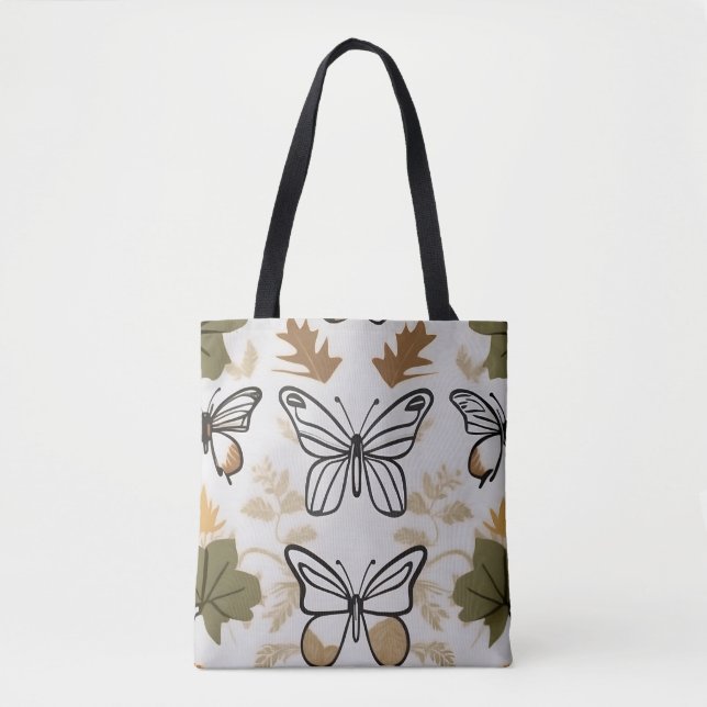 Chic boho line art abstract vector butterflies  tote bag (Front)