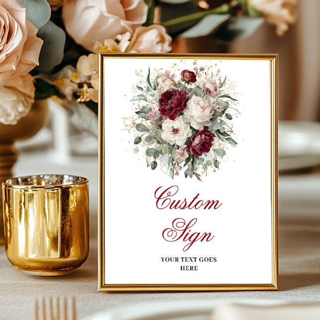 Chic Boho Marsala Floral Greenery Custom Sign (Chic Boho Marsala Floral Greenery Custom Sign)